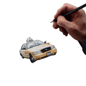 Taxi Illustration Vinyl Car Decal Sticker – Waterproof & UV-Resistant 3.4133333333333336"