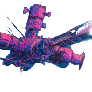 Neon Asteroid Station Vinyl Car Decal Sticker – Waterproof & UV-Resistant 3.4133333333333336"