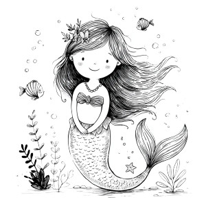 Whimsical Mermaid Coloring Vinyl Car Decal Sticker – Waterproof & UV-Resistant 6.826666666666667"