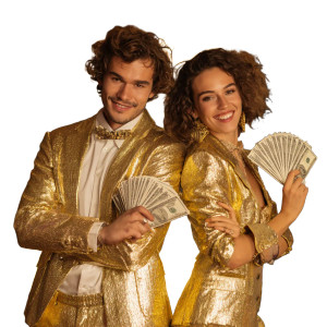 Golden Casino Couple Vinyl Car Decal Sticker – Waterproof & UV-Resistant 3.4133333333333336"