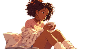 Cozy Anime Morning Vinyl Car Decal Sticker – Waterproof & UV-Resistant 2.72"