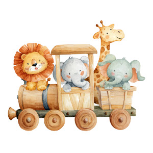 Animal Train Illustration Vinyl Car Decal Sticker – Waterproof & UV-Resistant 6.826666666666667"