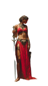 Priestess With Sword Vinyl Car Decal Sticker – Waterproof & UV-Resistant 4.8533333333333335"