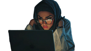 Saudi Girl Laughing Vinyl Car Decal Sticker – Waterproof & UV-Resistant 2.72"