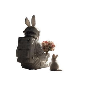 Astronaut With Bunny Vinyl Car Decal Sticker – Waterproof & UV-Resistant 3.4133333333333336"