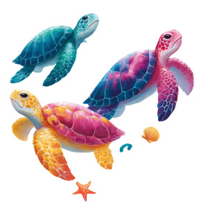 Summer Sea Turtles Vinyl Car Decal Sticker – Waterproof & UV-Resistant 3.4133333333333336"