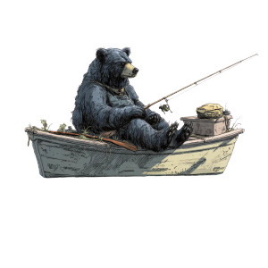 Scary Fishing Bear Vinyl Car Decal Sticker – Waterproof & UV-Resistant 3.4133333333333336"