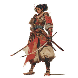 Female Samurai V6 Vinyl Car Decal Sticker – Waterproof & UV-Resistant 3.4133333333333336"