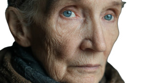 Sad Elderly Woman V2 Vinyl Car Decal Sticker – Waterproof & UV-Resistant 2.72"