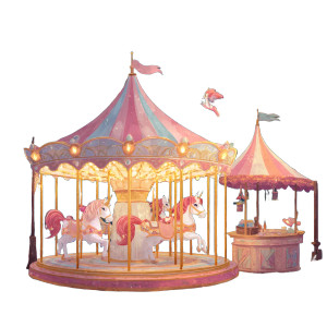 Magical Night Carousel Vinyl Car Decal Sticker – Waterproof & UV-Resistant 3.4133333333333336"