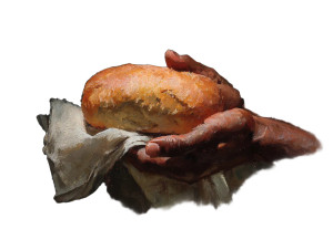 Hand Holding Bread Vinyl Car Decal Sticker – Waterproof & UV-Resistant 6.1866666666666665"