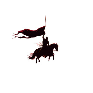 Silhouetted Knight Banner Vinyl Car Decal Sticker – Waterproof & UV-Resistant 6.826666666666667"