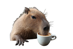 Capybara Sips Cappuccino Vinyl Car Decal Sticker – Waterproof & UV-Resistant 2.986666666666667"