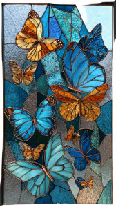 Stained Glass Butterflies V4 Vinyl Car Decal Sticker – Waterproof & UV-Resistant 4.8533333333333335"