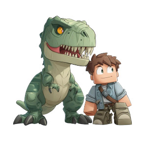 Roblox Dinosaur Duo Vinyl Car Decal Sticker – Waterproof & UV-Resistant 3.4133333333333336"