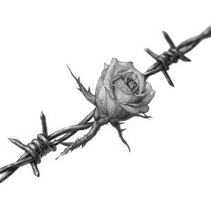 Barbed Wire Rose Vinyl Car Decal Sticker – Waterproof & UV-Resistant 3.4133333333333336"