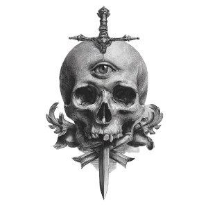 Skull With Dagger V2 Vinyl Car Decal Sticker – Waterproof & UV-Resistant 3.4133333333333336"