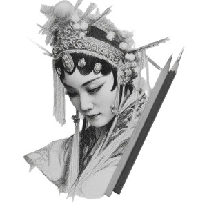 Peking Opera Sketch Vinyl Car Decal Sticker – Waterproof & UV-Resistant 3.4133333333333336"