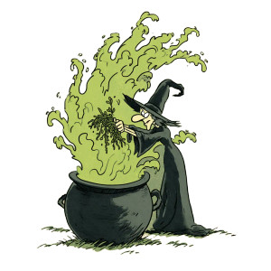 Cartoon Witch Cauldron Vinyl Car Decal Sticker – Waterproof & UV-Resistant 3.4133333333333336"