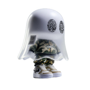 Holographic Chibi Ghost Vinyl Car Decal Sticker – Waterproof & UV-Resistant 3.4133333333333336"