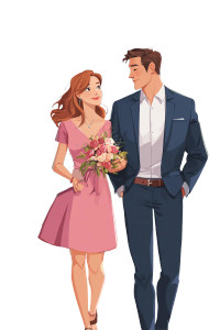 Cartoon Couple Stroll V2 Vinyl Car Decal Sticker – Waterproof & UV-Resistant 4.4