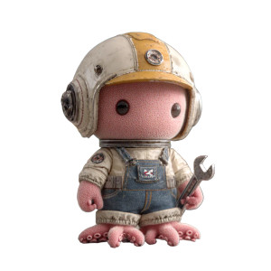 Cartoon Octopus Mechanic Vinyl Car Decal Sticker – Waterproof & UV-Resistant 6.826666666666667"