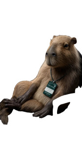 Tired Capybara Officer Vinyl Car Decal Sticker – Waterproof & UV-Resistant 4.8533333333333335"