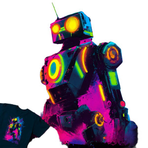 Neon Robot Nostalgia Vinyl Car Decal Sticker – Waterproof & UV-Resistant 6.826666666666667"