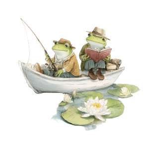 Frogs In Rowboat Vinyl Car Decal Sticker – Waterproof & UV-Resistant 3.4133333333333336"