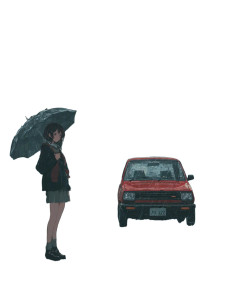 Anime Girl In Rain V2 Vinyl Car Decal Sticker – Waterproof & UV-Resistant 4.1066666666666665"