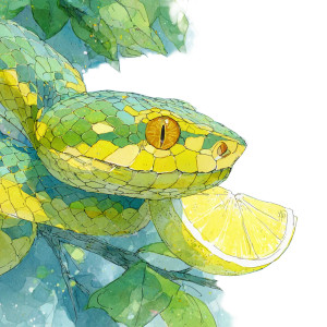Snake Eating Lemon Vinyl Car Decal Sticker – Waterproof & UV-Resistant 3.4133333333333336"