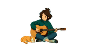 Girl Playing Guitar V9 Vinyl Car Decal Sticker – Waterproof & UV-Resistant 2.72"