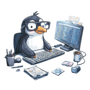 Tech-Savvy Penguin V3 Vinyl Car Decal Sticker – Waterproof & UV-Resistant 3.4133333333333336"
