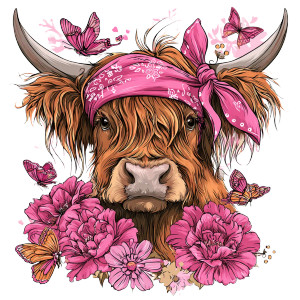 Cute Highland Cow V9 Vinyl Car Decal Sticker – Waterproof & UV-Resistant 3.4133333333333336"