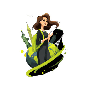 Happy Traveler Illustration Vinyl Car Decal Sticker – Waterproof & UV-Resistant 6.826666666666667"