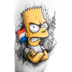 Dutch Flag Bart Vinyl Car Decal Sticker – Waterproof & UV-Resistant 3.4133333333333336"