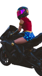 Wonder Woman Biker Vinyl Car Decal Sticker – Waterproof & UV-Resistant 9.706666666666667"