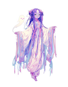 Purple-Haired Ghost Vinyl Car Decal Sticker – Waterproof & UV-Resistant 8.32"