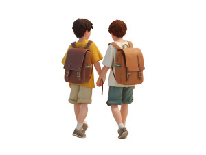 Boys Walking Backwards Vinyl Car Decal Sticker – Waterproof & UV-Resistant 3.0933333333333333"