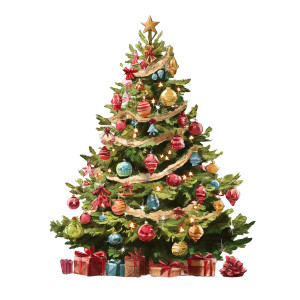 Decorated Christmas Tree Vinyl Car Decal Sticker – Waterproof & UV-Resistant 6.826666666666667"