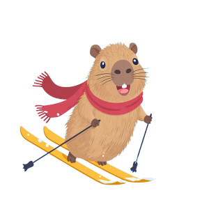Skiing Capybara Vinyl Car Decal Sticker – Waterproof & UV-Resistant 3.4133333333333336"