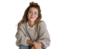 Cheerful Professional Woman Vinyl Car Decal Sticker – Waterproof & UV-Resistant 2.72"