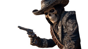 Skeletal Cowboy Mariachi Vinyl Car Decal Sticker – Waterproof & UV-Resistant 5.4