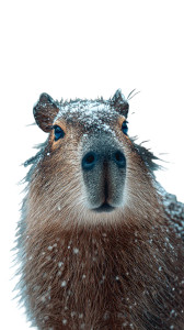 Snowy Capybara Smile Vinyl Car Decal Sticker – Waterproof & UV-Resistant 4.8533333333333335"
