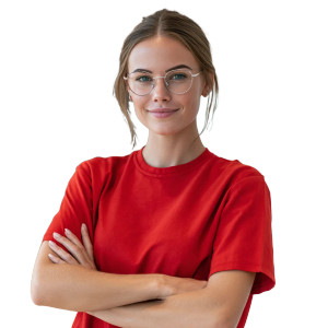 Smiling Woman In Red V2 Vinyl Car Decal Sticker – Waterproof & UV-Resistant 3.4133333333333336"