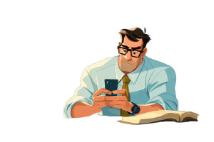 Cartoony Businessman Phone Vinyl Car Decal Sticker – Waterproof & UV-Resistant 2.986666666666667"