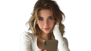 Girl On Phone V3 Vinyl Car Decal Sticker – Waterproof & UV-Resistant 2.72"