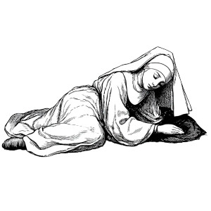 Sleeping Nun Sketch Vinyl Car Decal Sticker – Waterproof & UV-Resistant 3.4133333333333336"