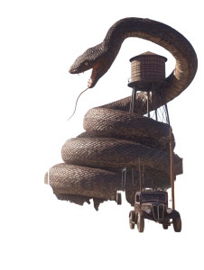 Coiled Serpent Tower Vinyl Car Decal Sticker – Waterproof & UV-Resistant 8.213333333333333"