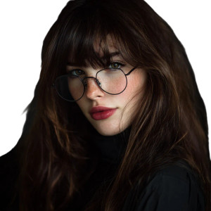 Brunette With Glasses V2 Vinyl Car Decal Sticker – Waterproof & UV-Resistant 3.4133333333333336"